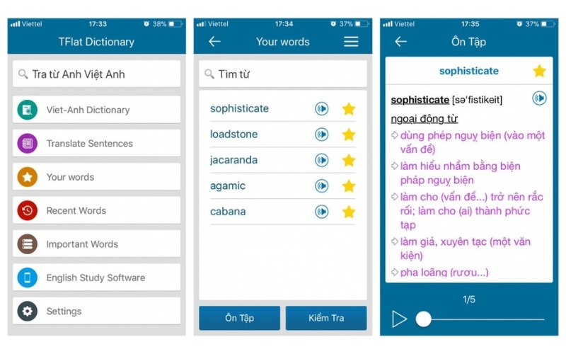 ứng dụng học tiếng anh TFLAT